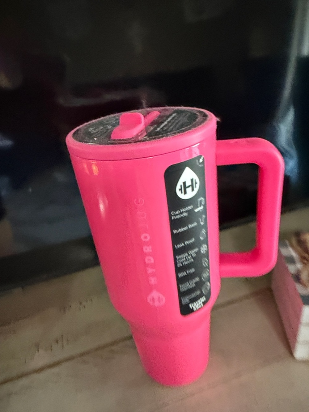 HydroJug Pink Travel Mug with Handle